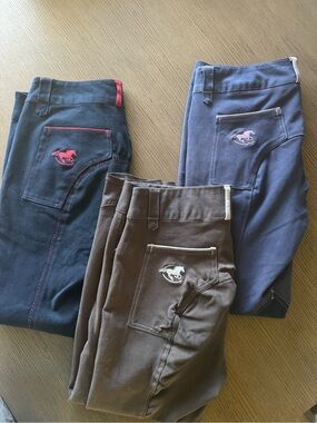 3 Pack Piper Riding Breeches Navy, Brown and Blue 🐴🐎🏇